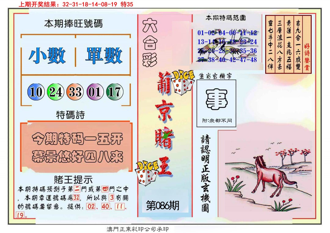 2025086期葡京赌王彩
