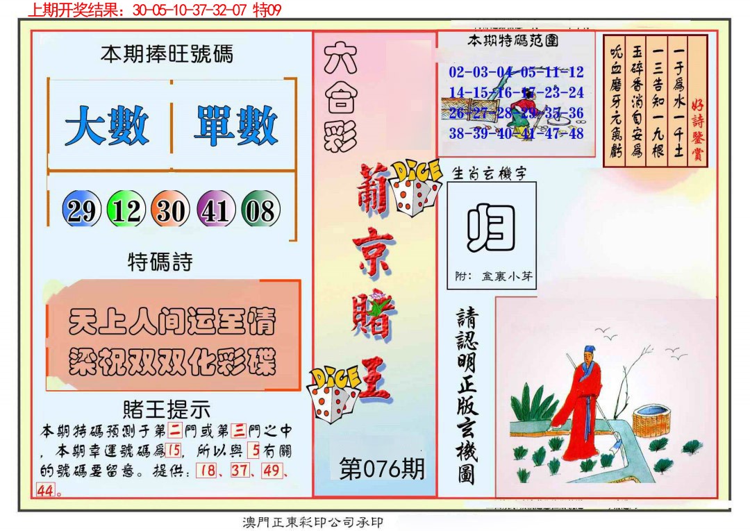 2025076期葡京赌王彩