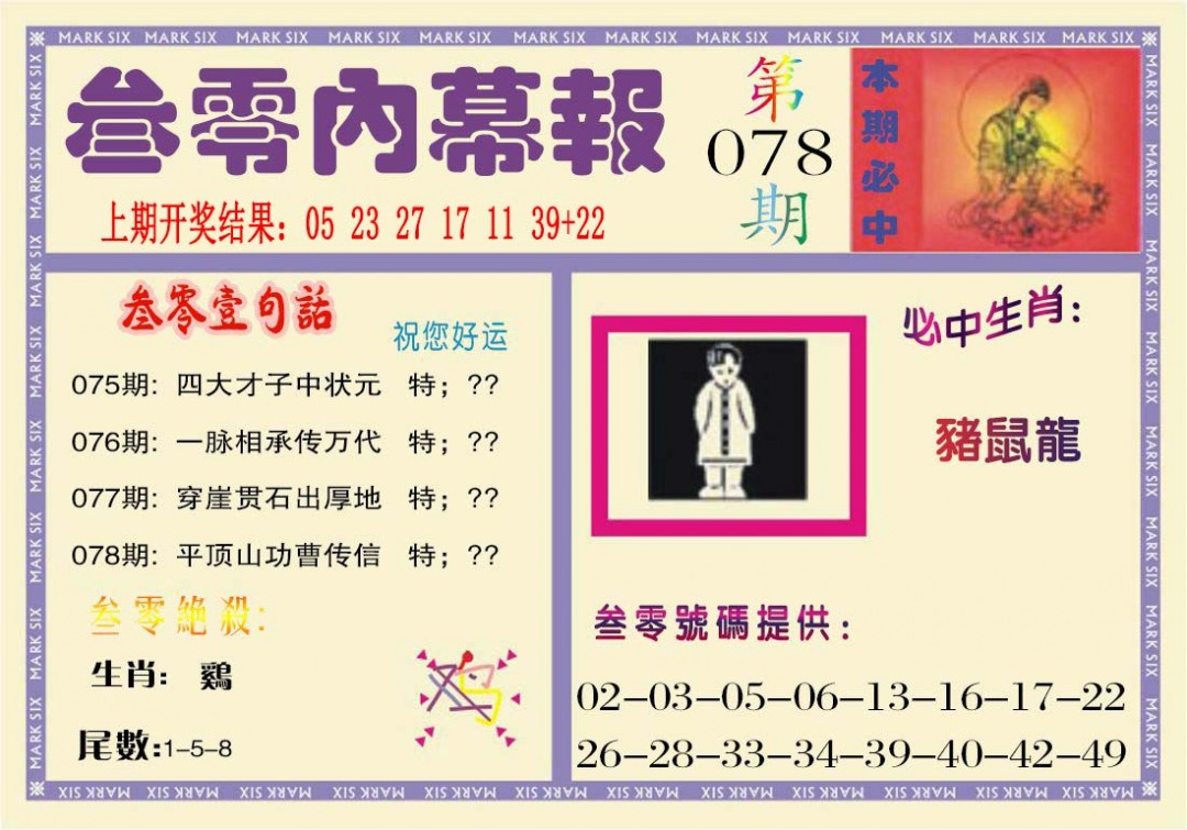 2025078期叁零内幕报