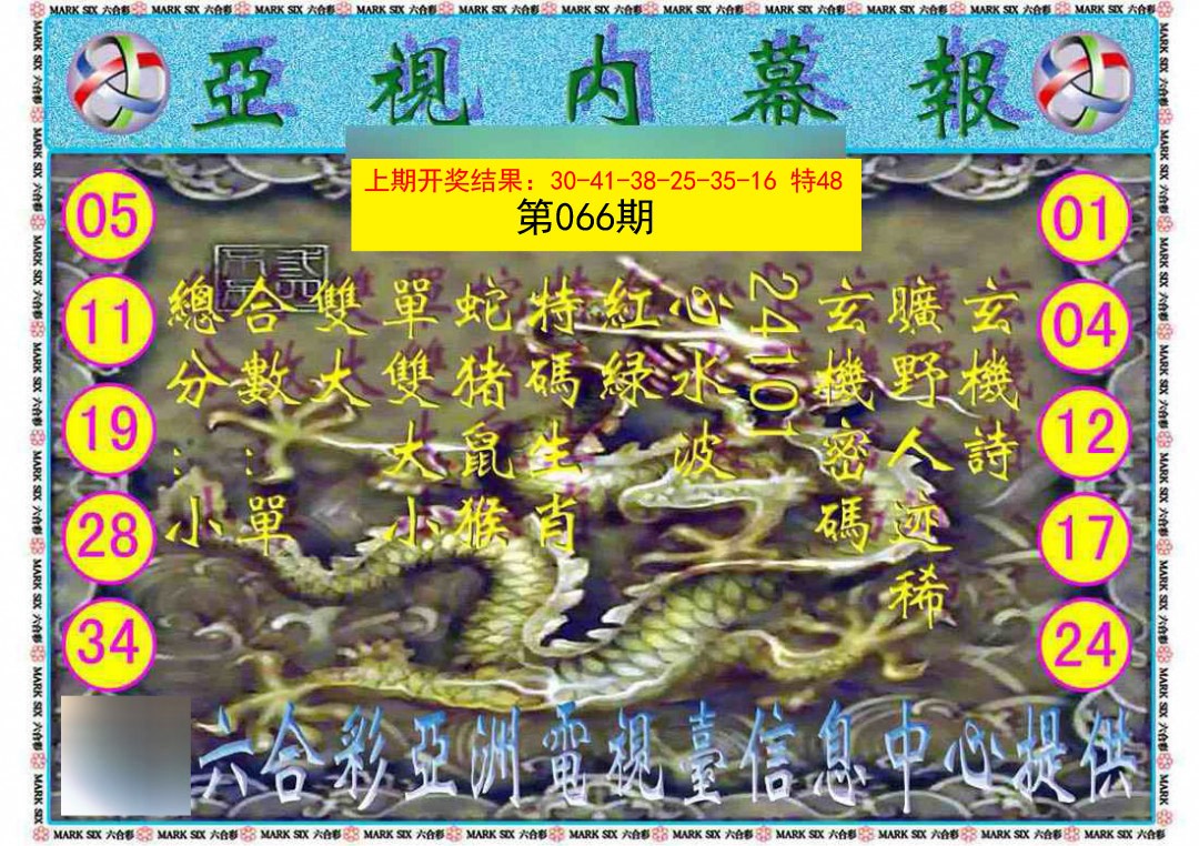 2025066期亚视内幕报