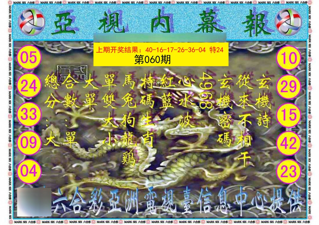 2025060期亚视内幕报