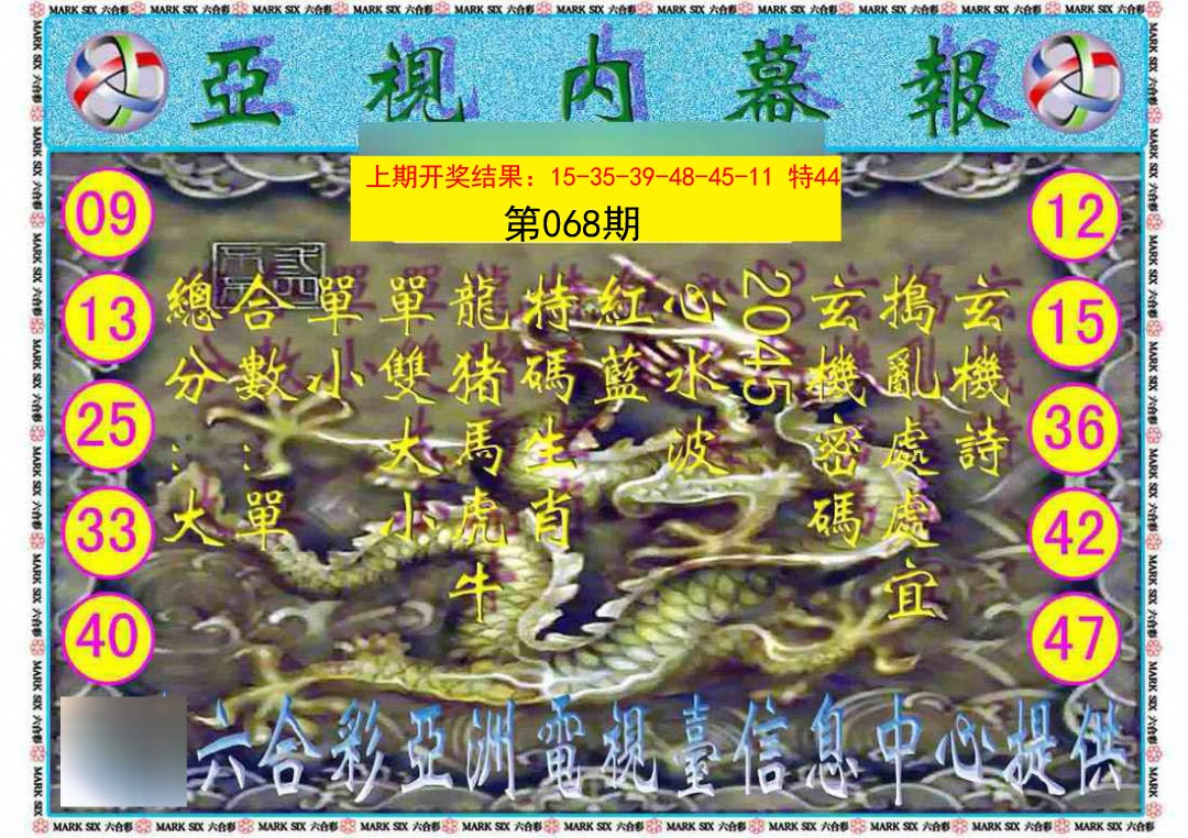 2025068期亚视内幕报