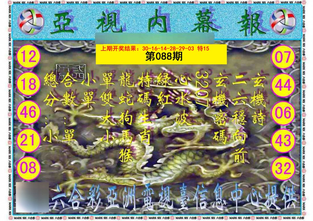 2025088期亚视内幕报
