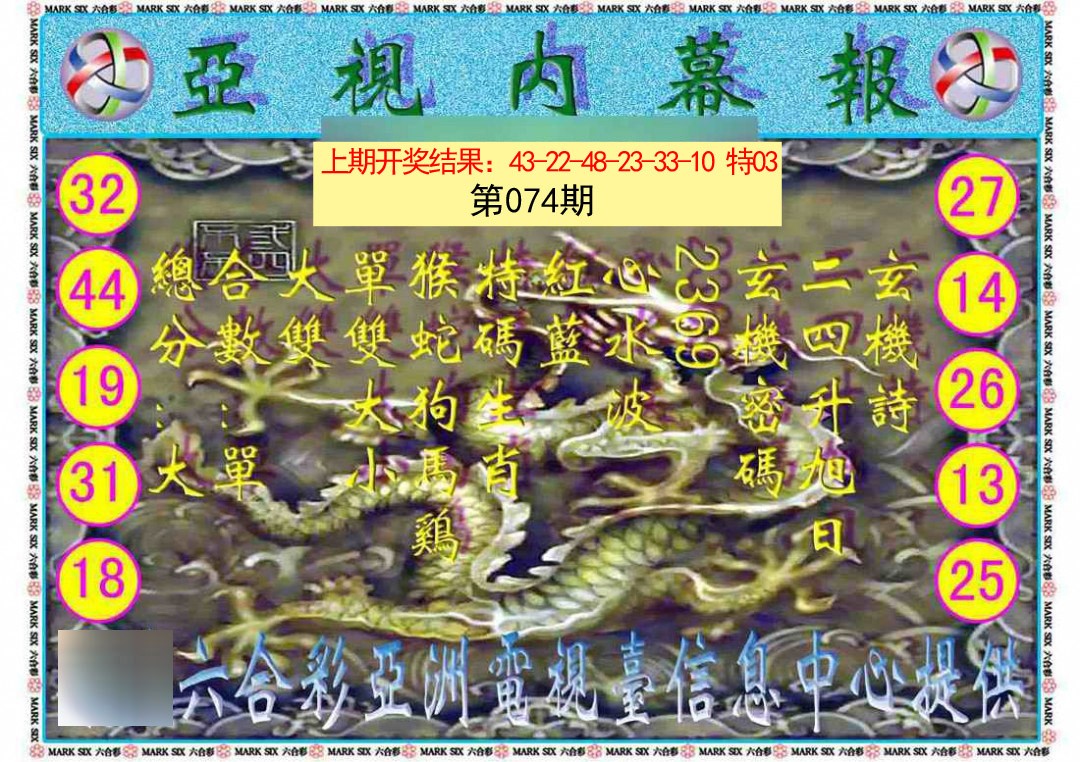 2025074期亚视内幕报
