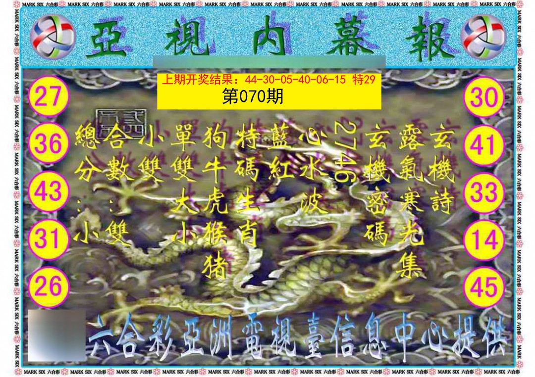 2025070期亚视内幕报