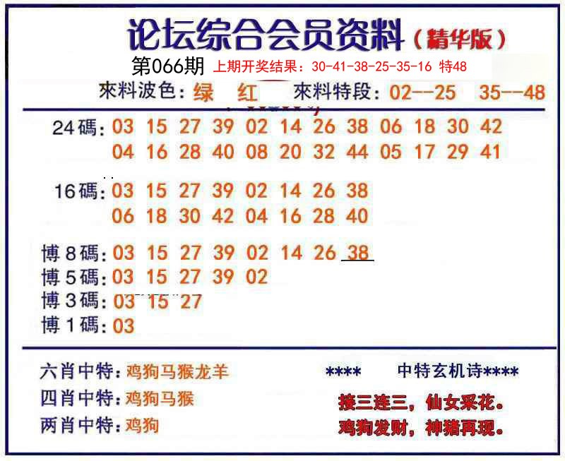 2025066期综合会员资料
