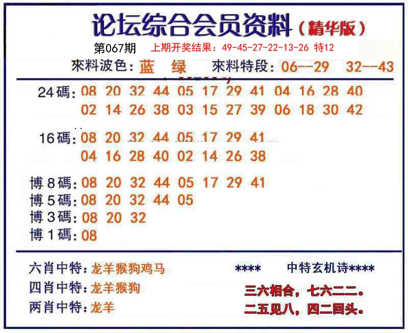 2025067期综合会员资料