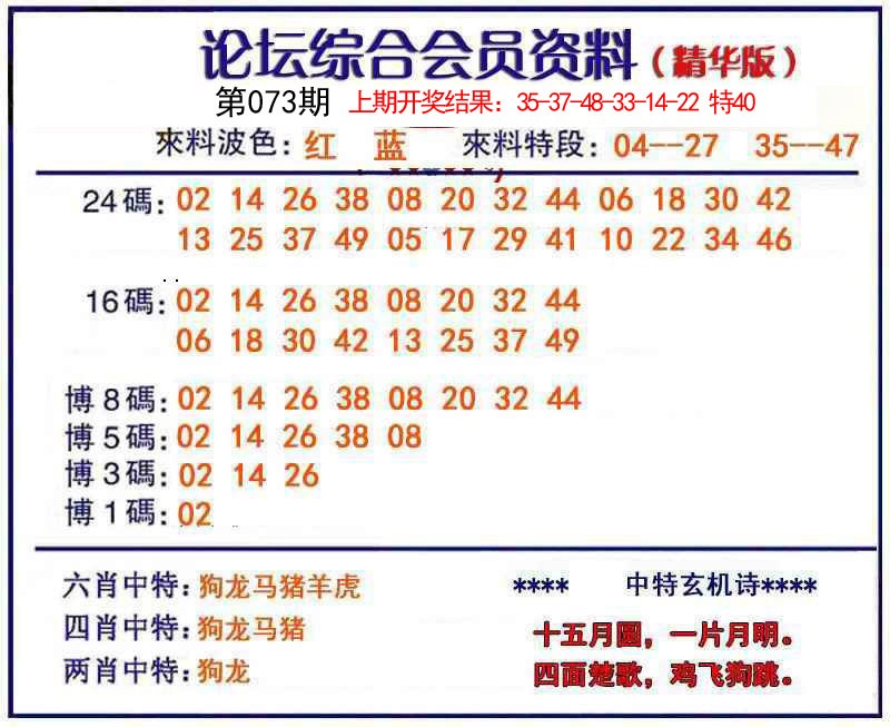 2025073期综合会员资料