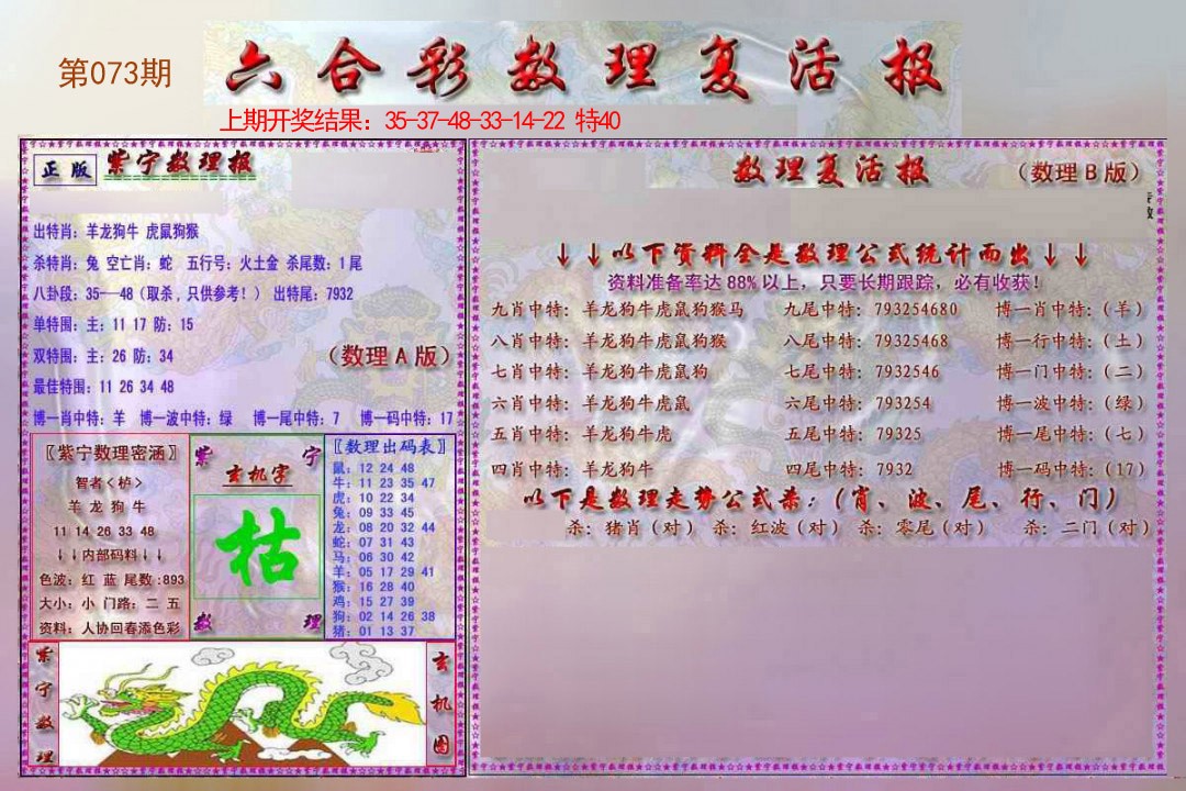 2025073期数理复活报