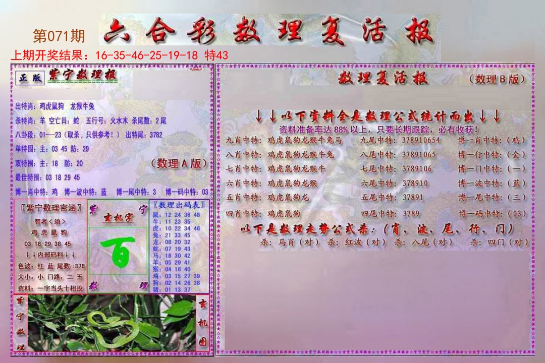 2025071期数理复活报
