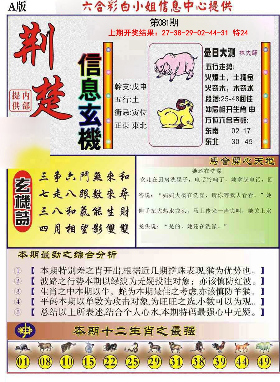 2025081期荆楚信息玄机A