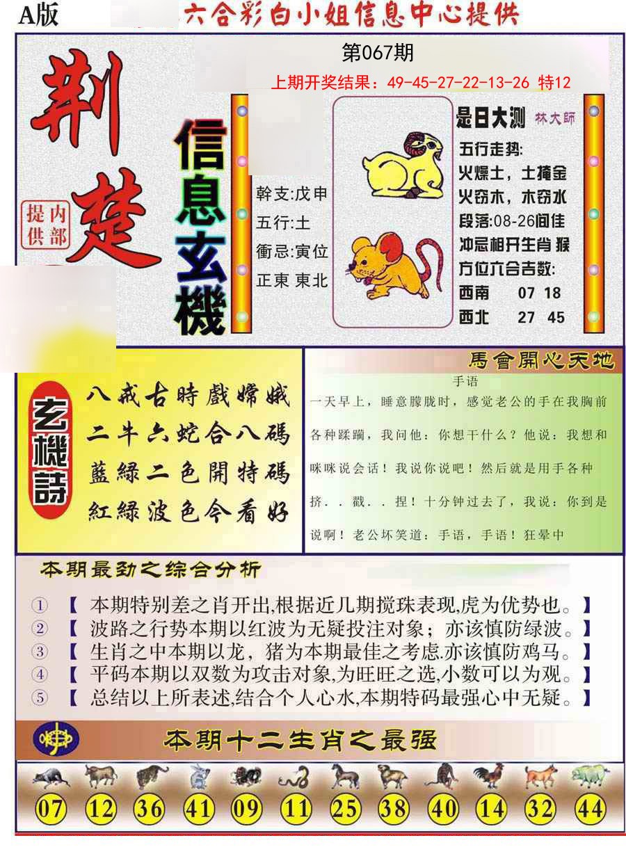 2025067期荆楚信息玄机A