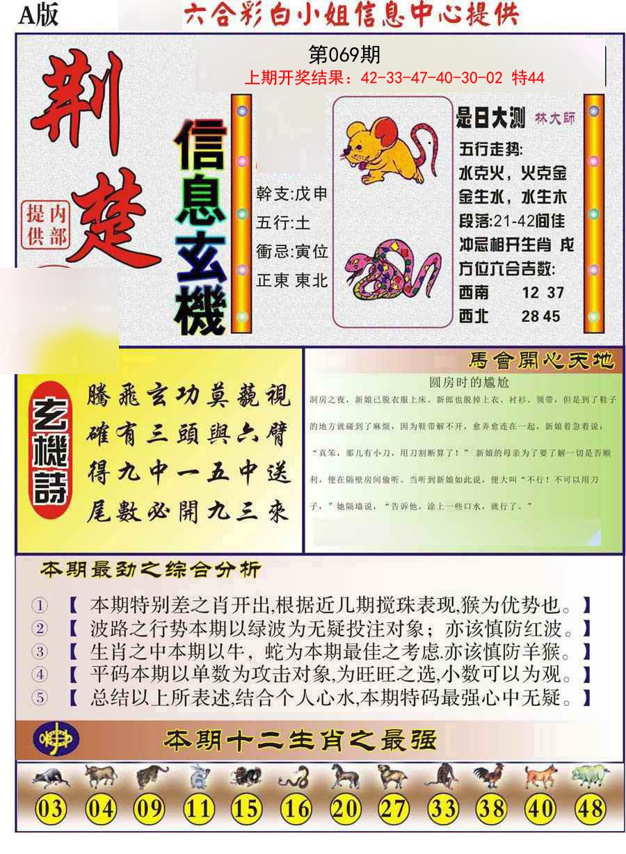 2025069期荆楚信息玄机A