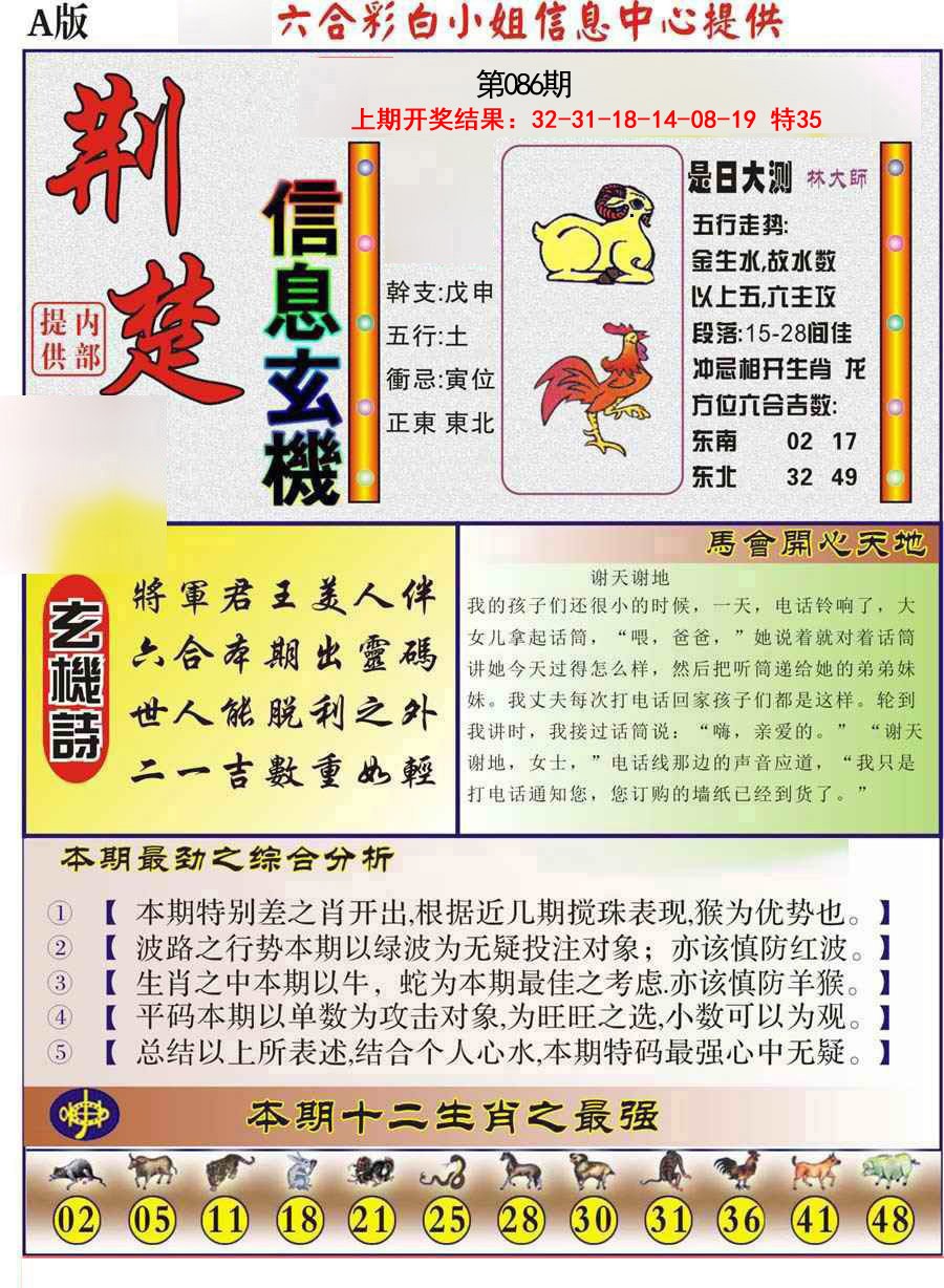 2025086期荆楚信息玄机A