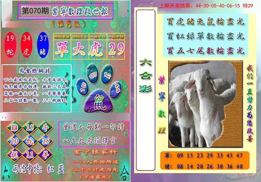 2025070期数理救世报