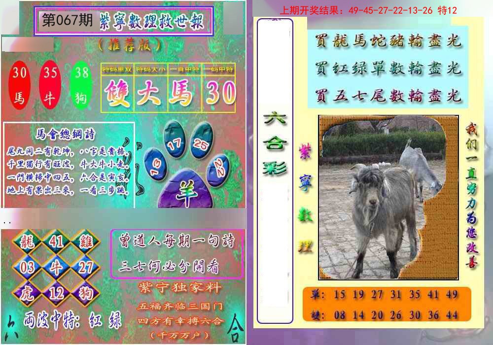2025067期数理救世报