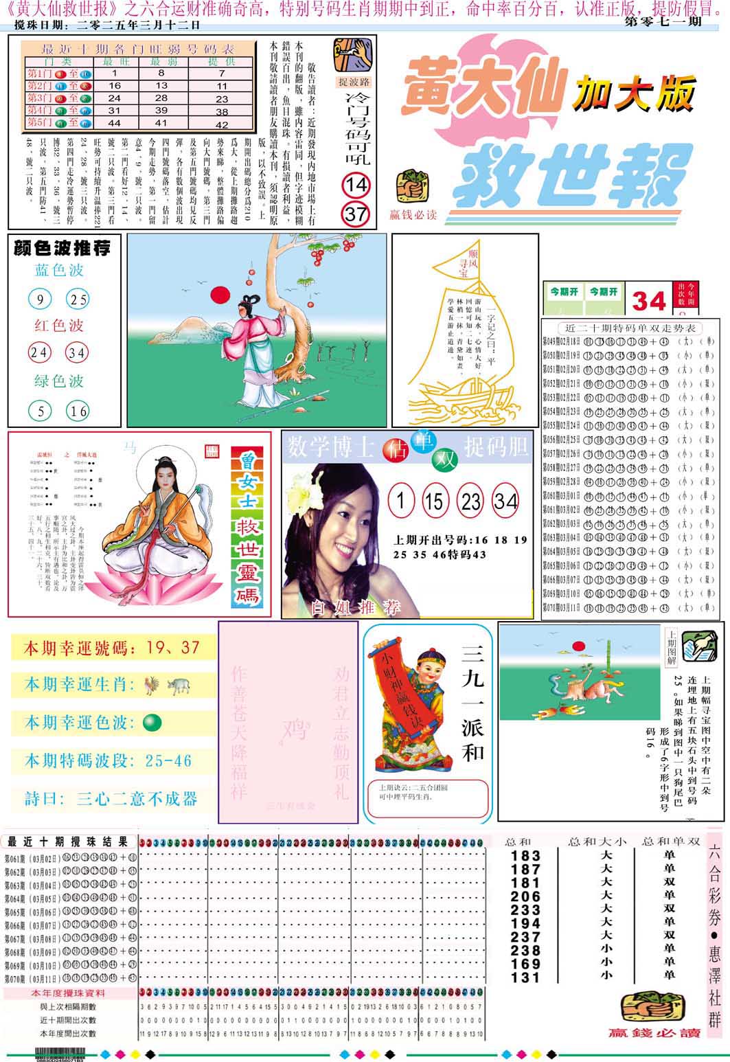 2025071期黄大仙救世A加大版