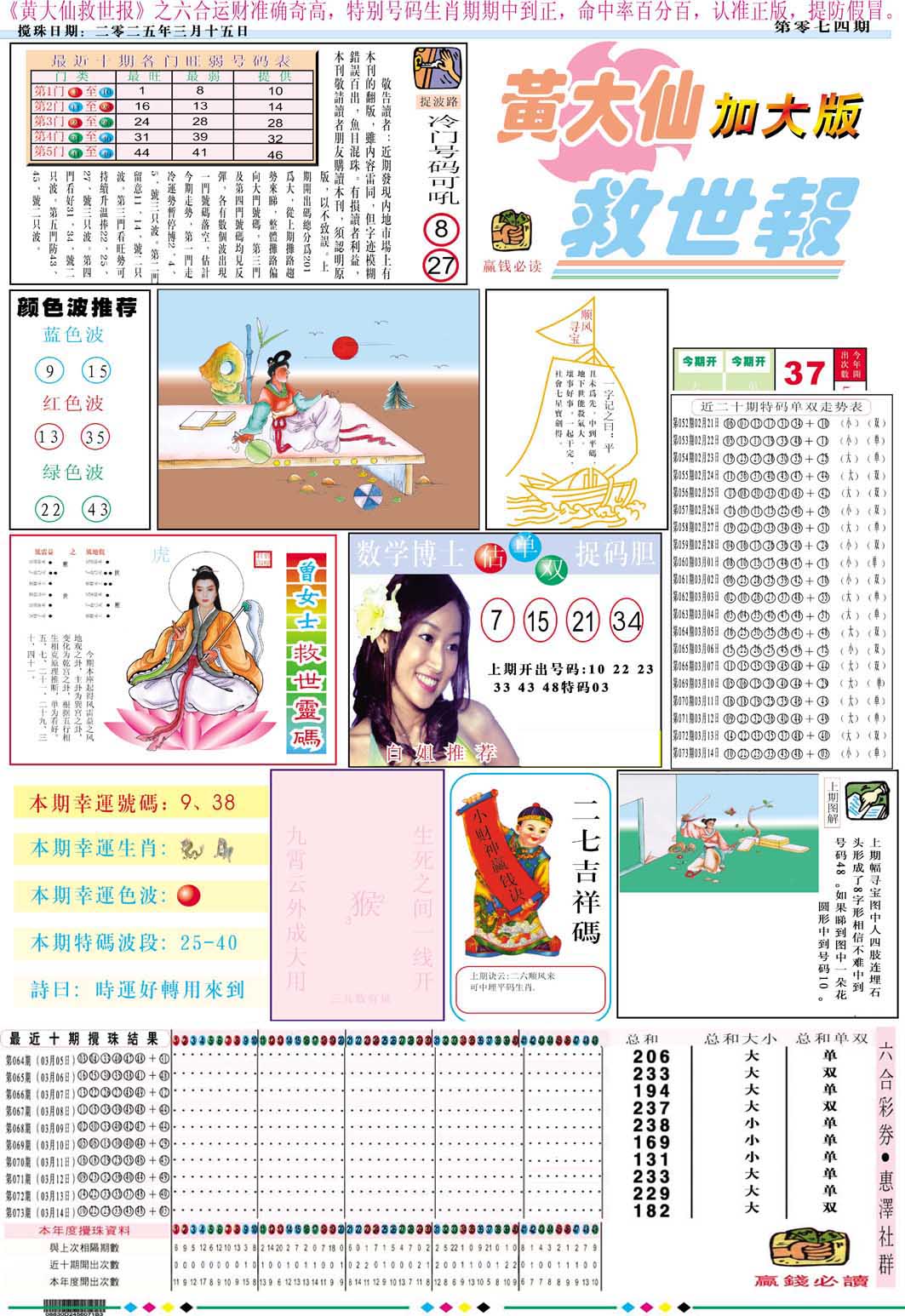 2025074期黄大仙救世A加大版