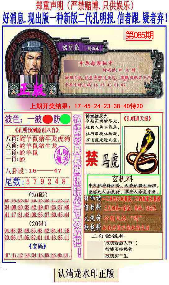 2025085期另二代孔明报