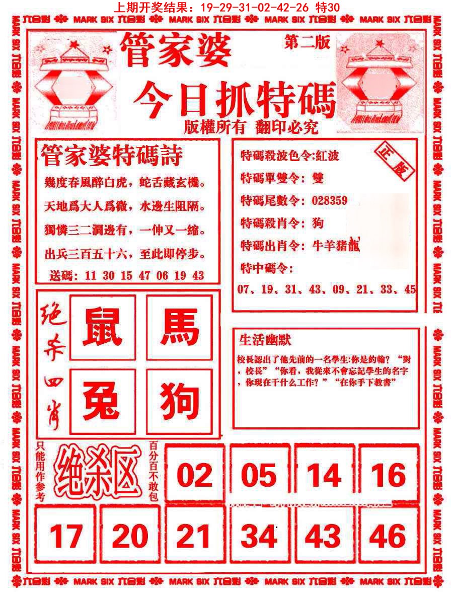 2025087期管家婆抓特码B
