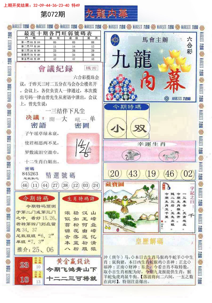 2025072期(新版)九龙内幕A