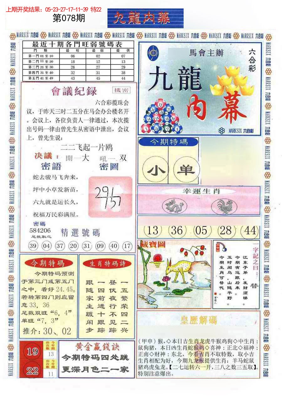 2025078期(新版)九龙内幕A