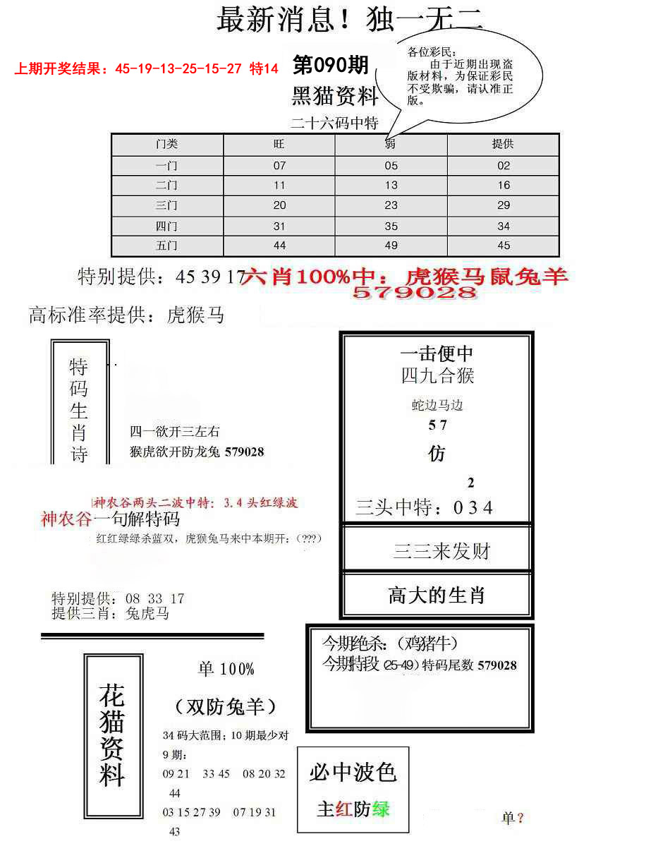 2025090期独一无二(正)