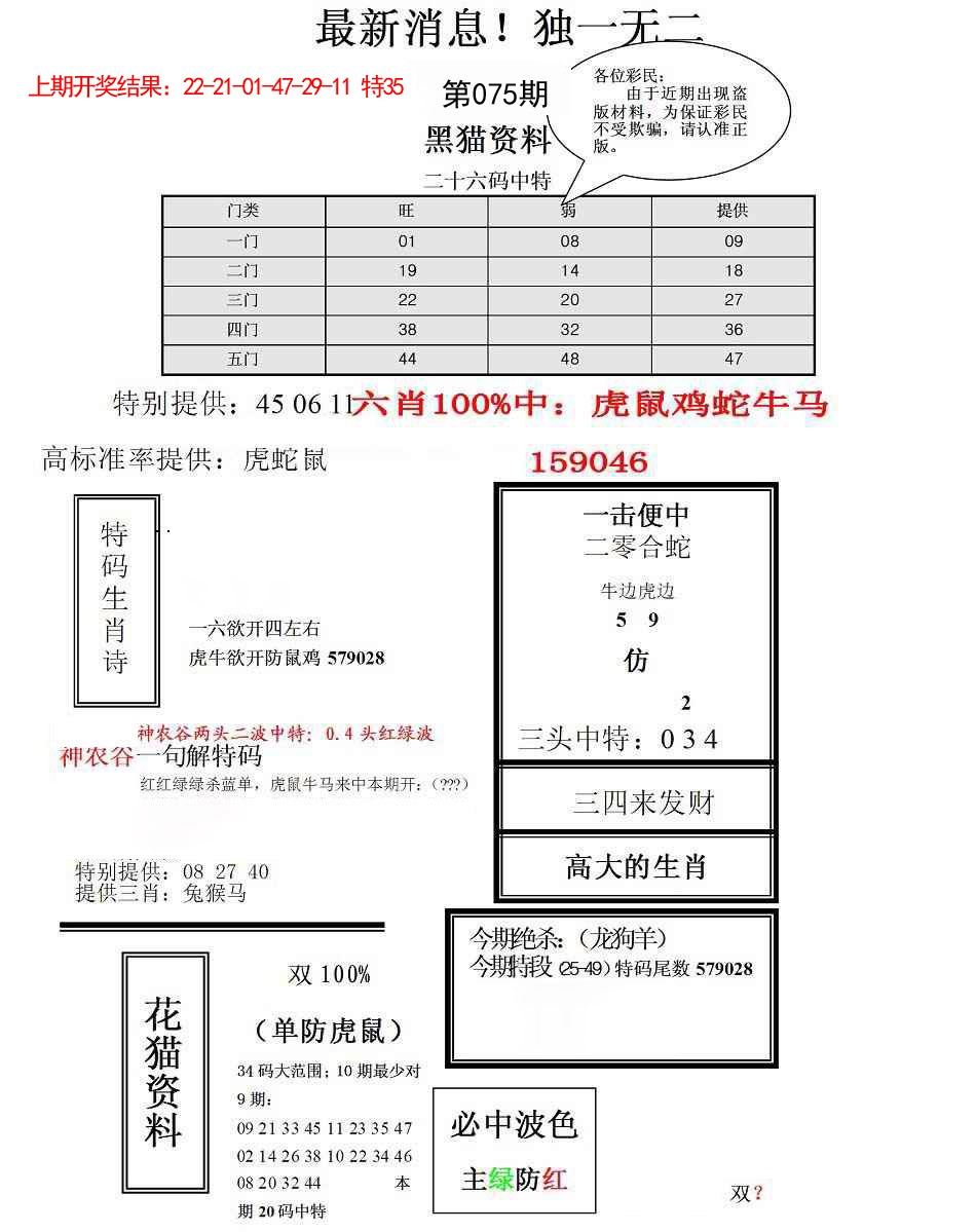 2025075期独一无二(正)