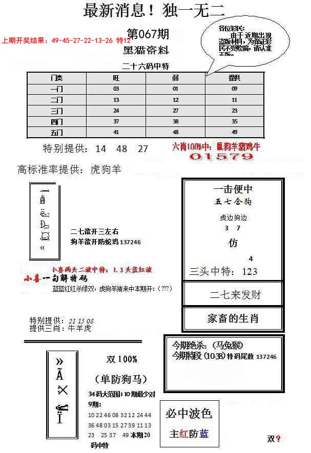 2025067期独一无二(正)
