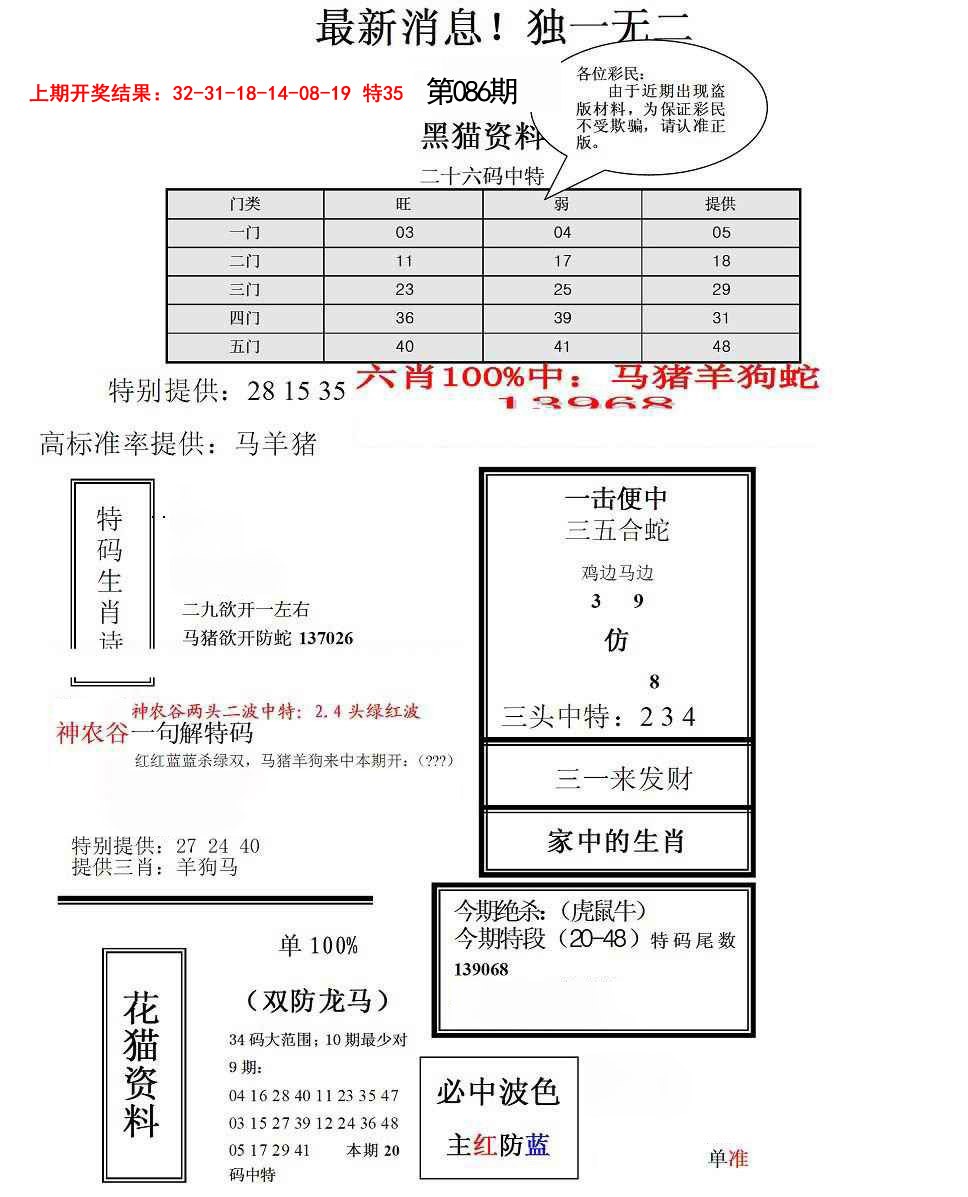 2025086期独一无二(正)