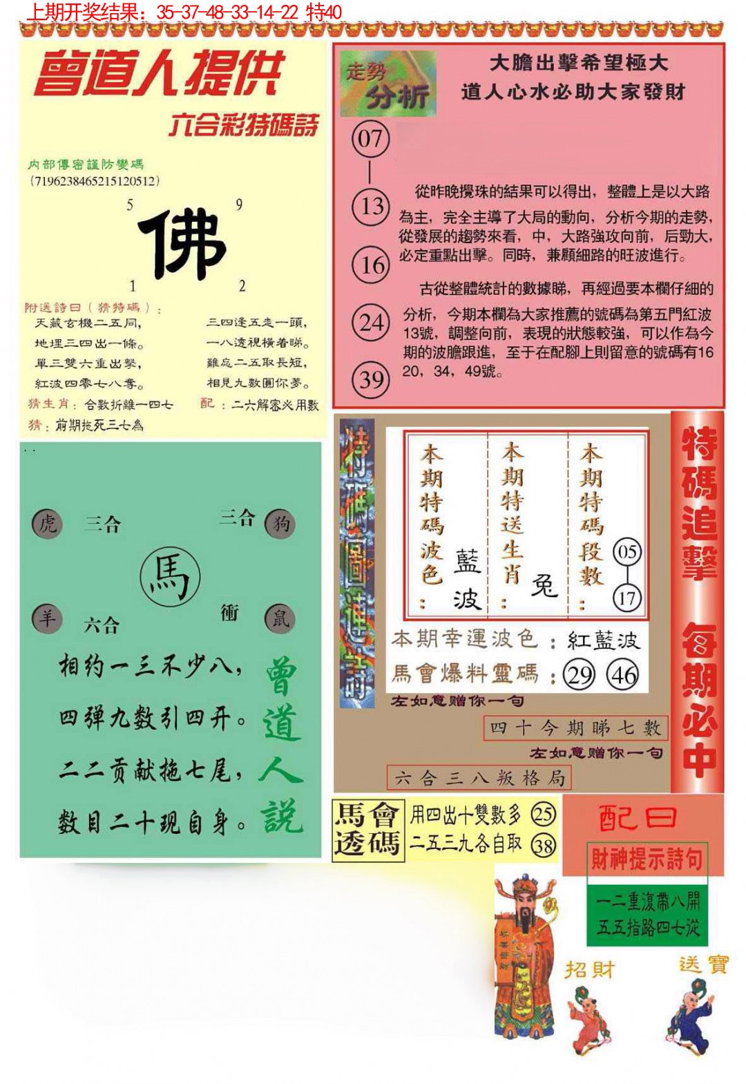 2025073期曾道人内幕B加大版