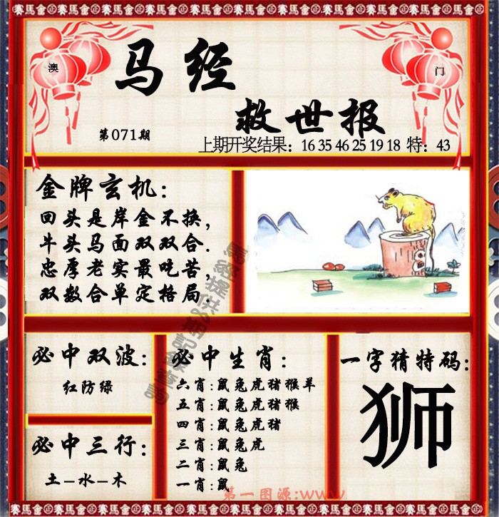 2025071期马经救世报