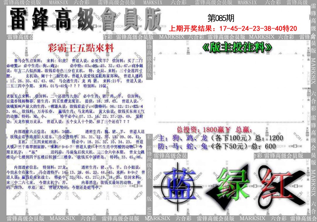 2025085期(假)雷锋高级会员版