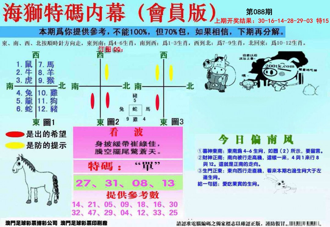 2025088期另版海狮特码内幕报