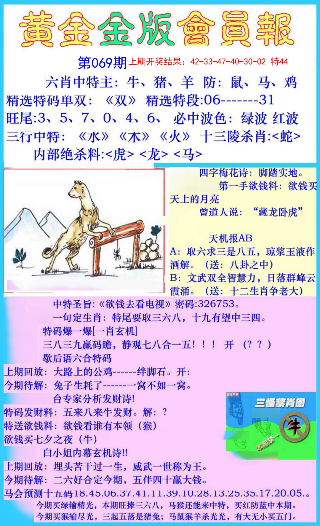 2025069期黄金金版会员报