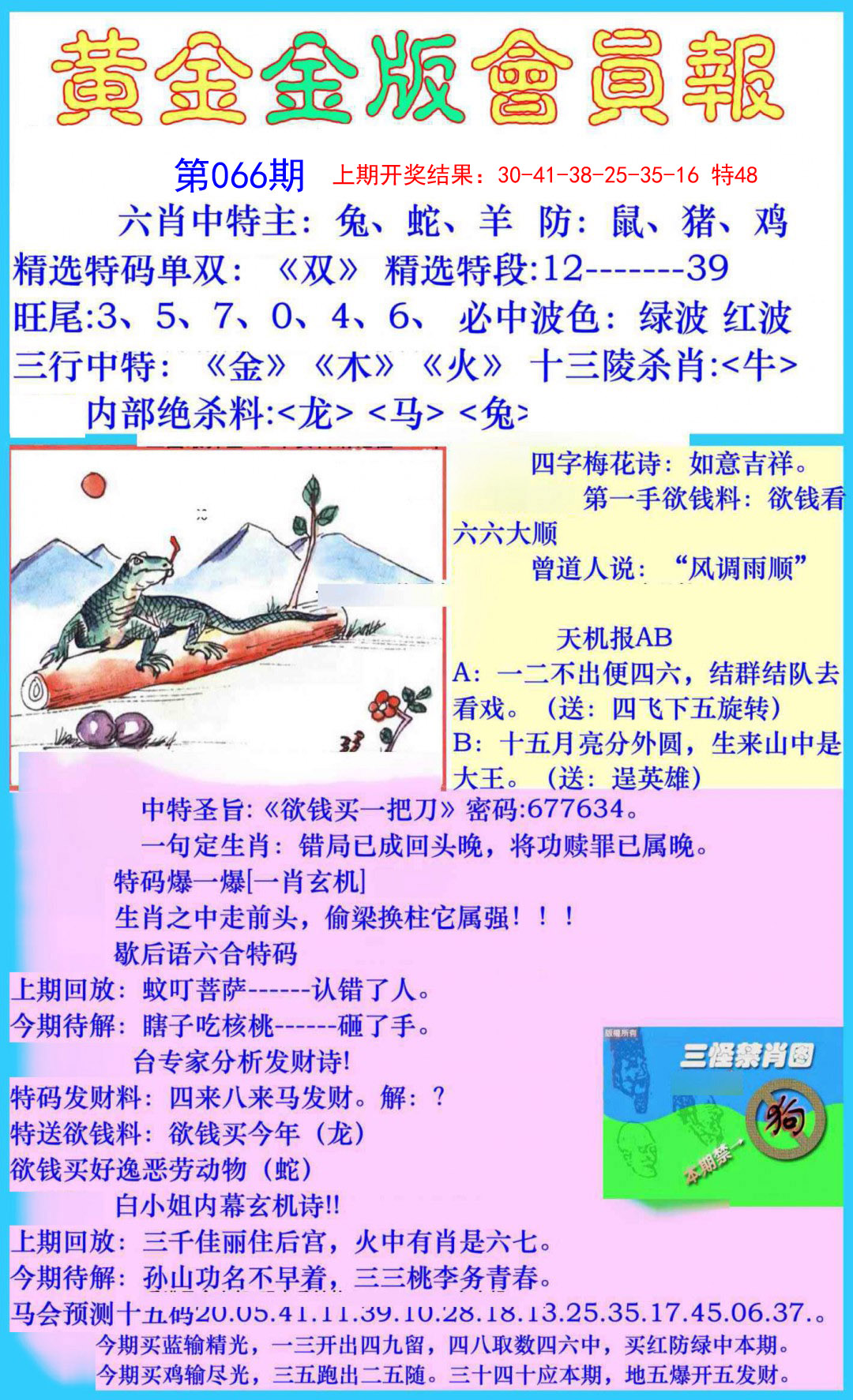 2025066期黄金金版会员报