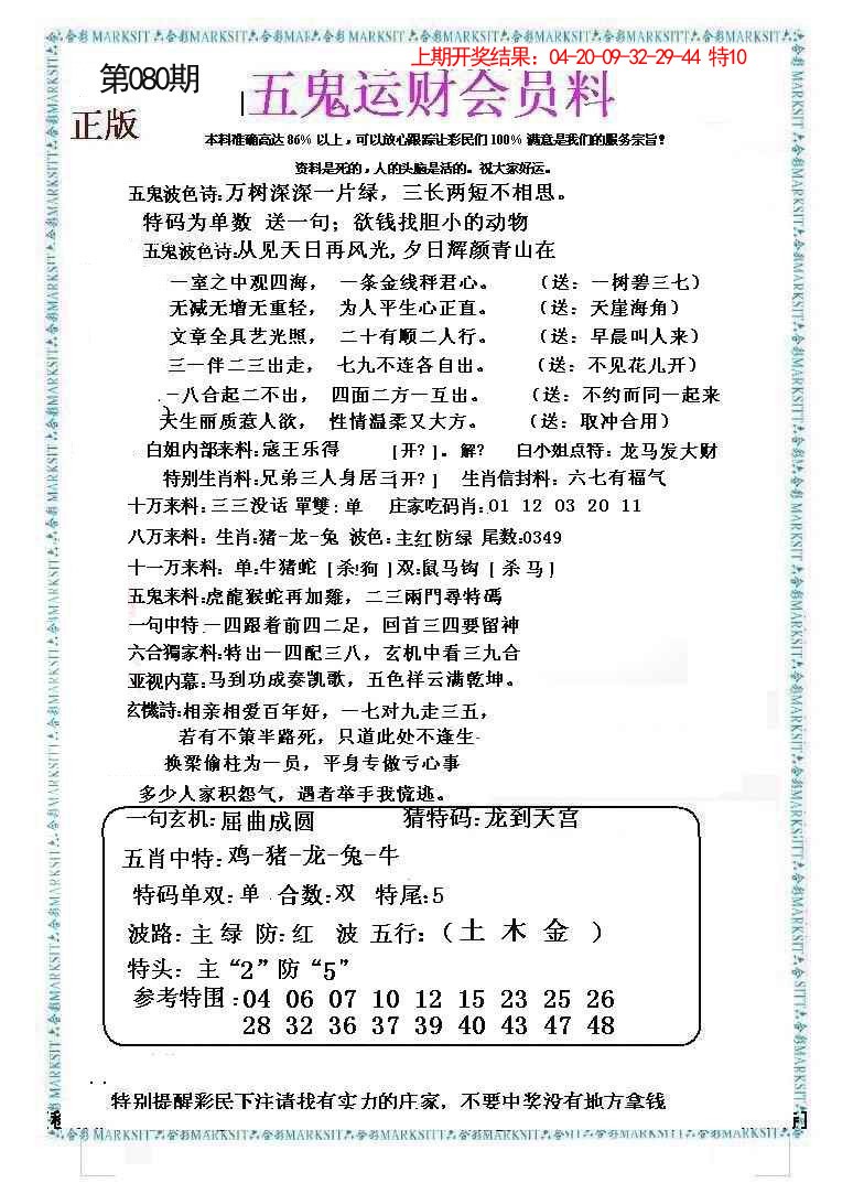 2025080期五鬼运财会员料