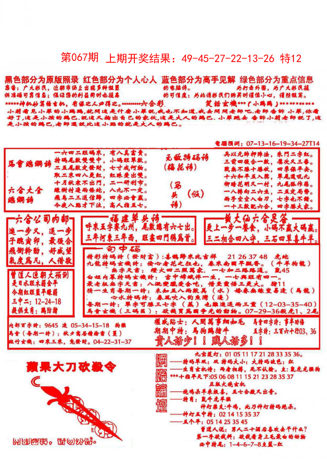 2025067期大刀彩霸王A