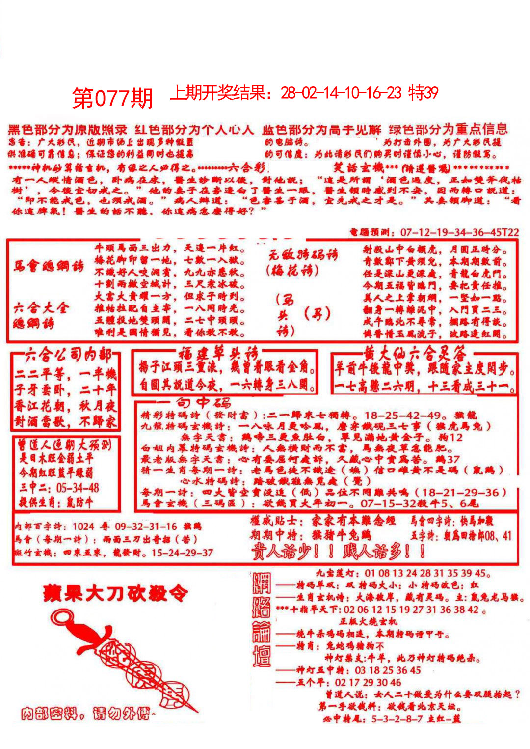 2025077期大刀彩霸王A
