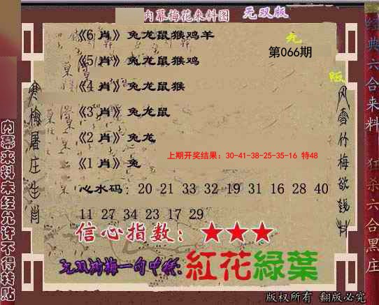 2025066期独家梅花来料
