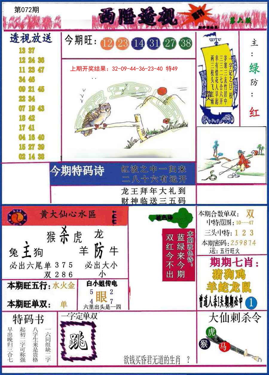 2025072期西陲透视