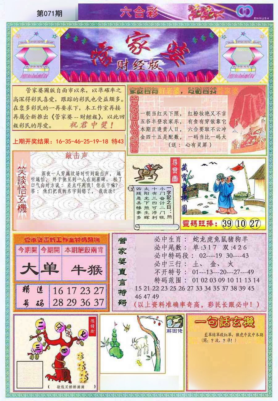 2025071期管家婆财经版