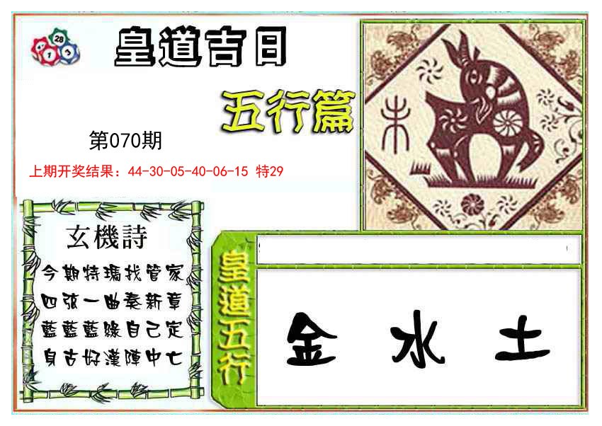 2025070期皇道吉日五行篇