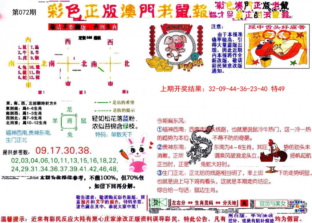 2025072期彩色正版澳门老鼠报