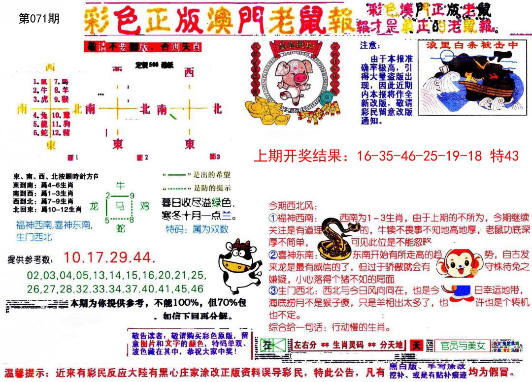 2025071期彩色正版澳门老鼠报