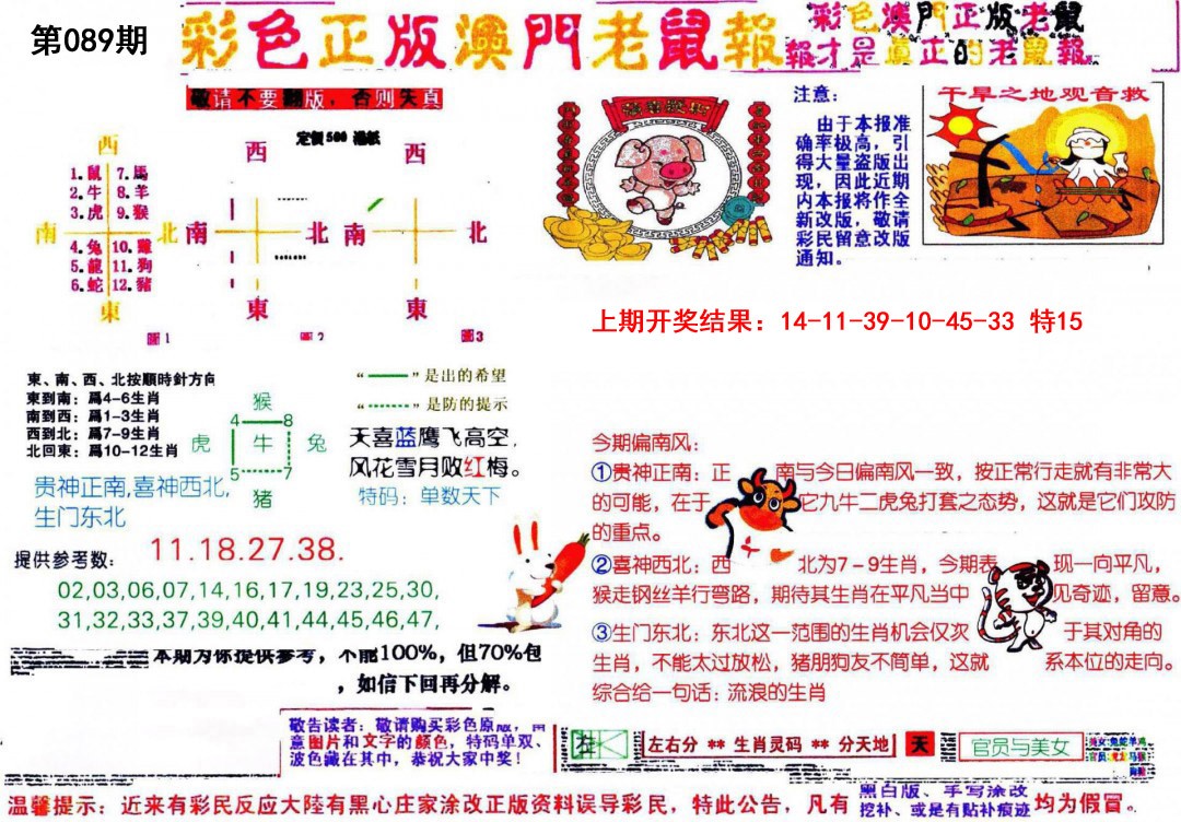 2025089期彩色正版澳门老鼠报