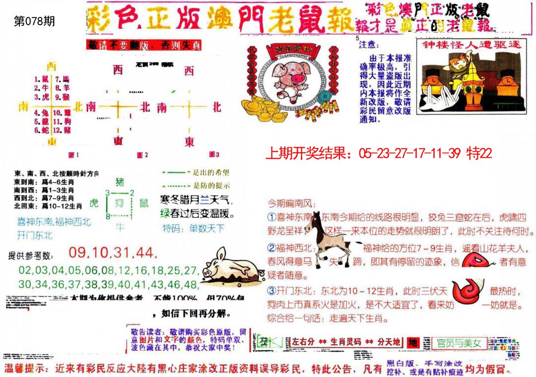 2025078期彩色正版澳门老鼠报