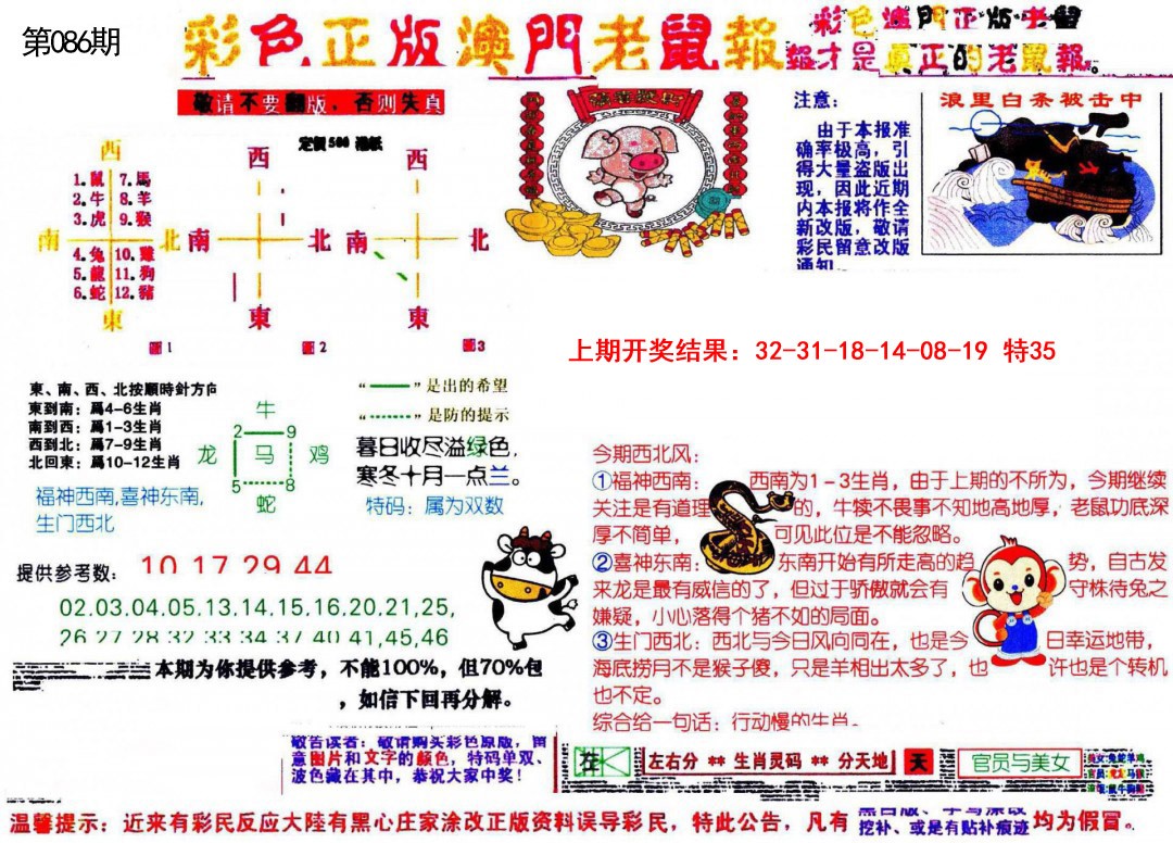 2025086期彩色正版澳门老鼠报