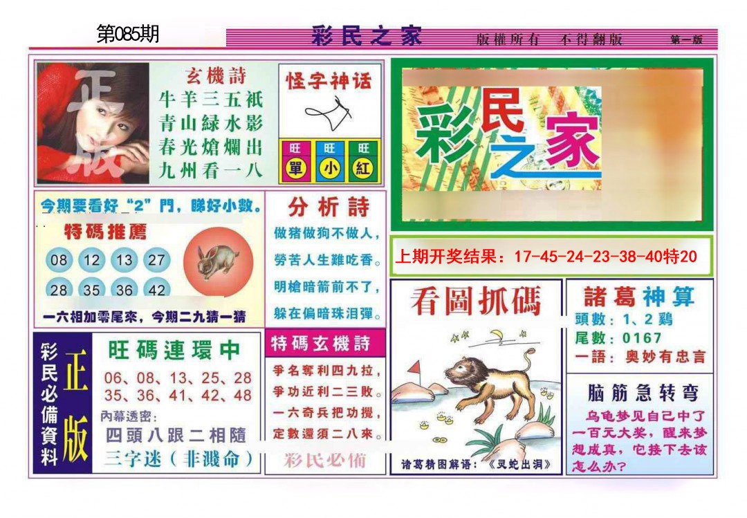 2025085期彩民之家A