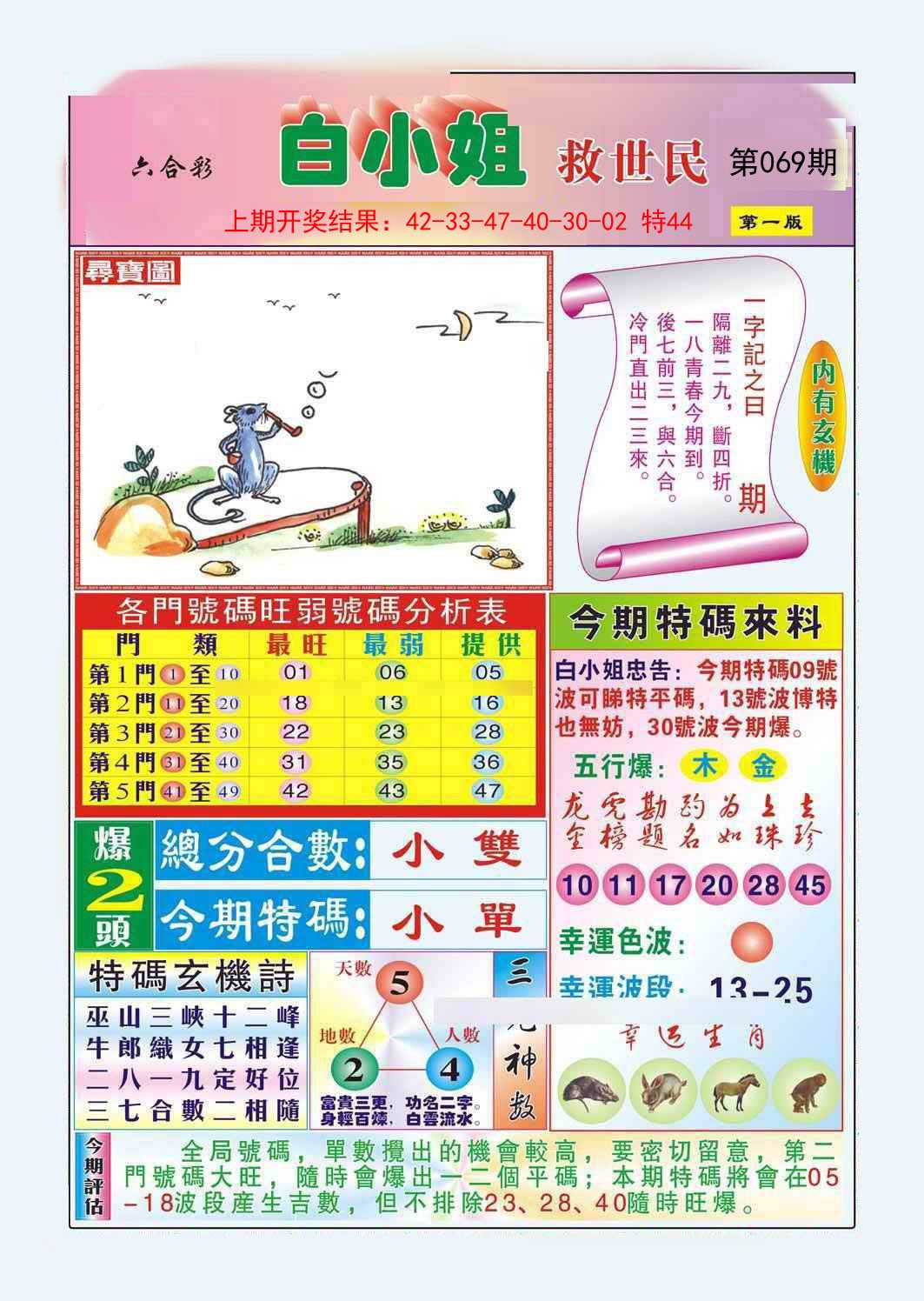 2025069期白小姐救世民A